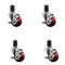 Service Caster 3'' SS Red Poly Swivel 1-5/8'' Expanding Stem Caster Set with Brake, 4PK SCC-SSEX20S314-PPUB-RED-TLB-158-4 - alternate 1